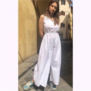 Italian White Cotton jumpsuit party clothes date night summer chic